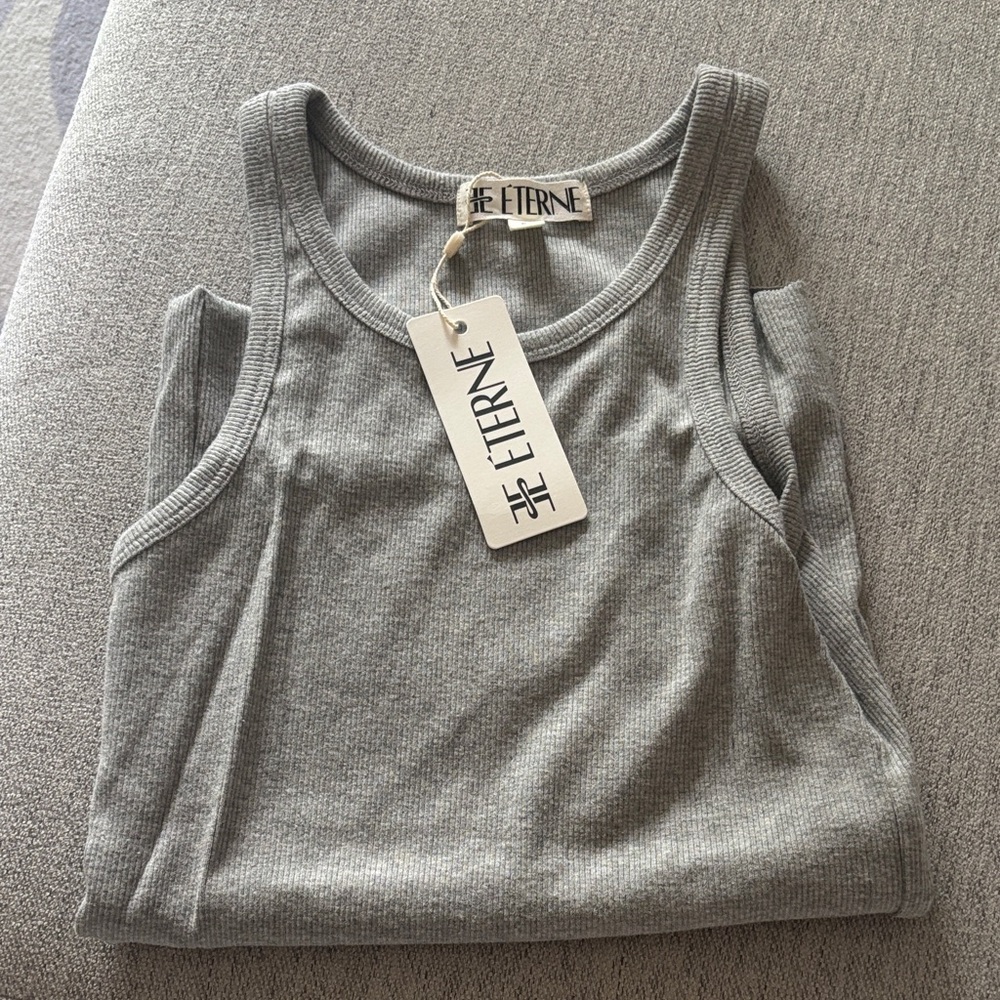 Eterne Light Gray Ribbed Tank Top